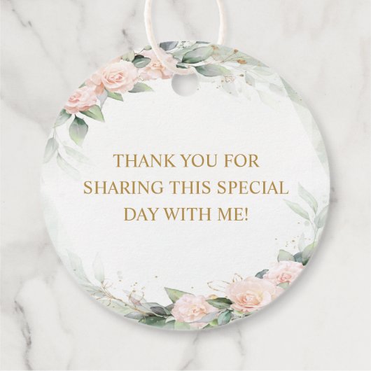 Roze Waterverf Bloemen Dank u Communie Bedankjes Labels (Achterkant)