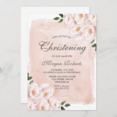 Roze Waterverf Bloemen Doop Doping Kaart (Voorkant / Achterkant)