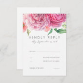 Roze Waterverf Bloemen Elegante bruiloft RSVP (Voorkant / Achterkant)