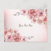 Roze Waterverf Bloemen Glanzende Glitter Modern Briefkaart (Voorkant)