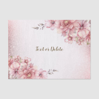 Roze Waterverf Bloemen Glanzende Glitter Modern Tissuepapier
