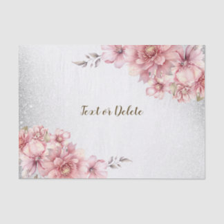 Roze Waterverf Bloemen Glanzende Glitter Modern Tissuepapier