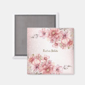 Roze Waterverf Bloemen Glanzende Glitters Modern Magneet (Voorkant / Achterkant)