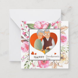 Roze Waterverf Bloemen Grootouders Dag Notitiekaartje