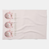 Roze Waterverf Bloemen Kerst Ornament Theedoek (Horizontaal)