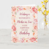 Roze Waterverf Bloemen Moeder in Recht Verjaardag Kaart (Gele Bloem)