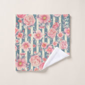 Roze Waterverf bloemen op strepen Bad Handdoek (Wasdoekje)