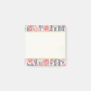 Roze Waterverf bloemen op strepen Post-it® Notes
