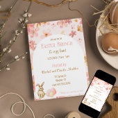 Roze Waterverf Bloemen Paasbrunch en Egg Hunt Kaart