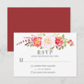 Roze Waterverf Bloemen Rozen Groen RSVP (Voorkant / Achterkant)