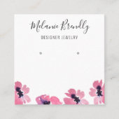 Roze Waterverf Bloemen Sieraden Oorbel Display Vierkante Visitekaartje (Voorkant)