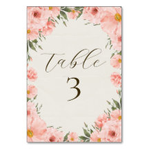 Roze Waterverf Bloemen Trouwtafel nummer