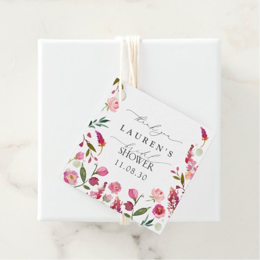 Roze Waterverf Bloemen Vrijgezellenfeest Dank u Bedankjes Labels (In situ)