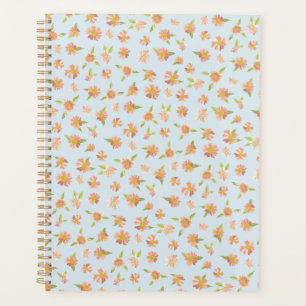  Roze Waterverf Bloemenmotief Blauw Planner