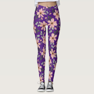 roze waterverf bloemenpatroon leggings