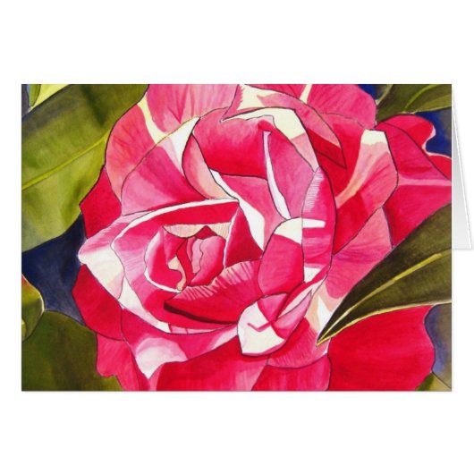 Roze waterverf bloemenschilderij van Camellia (Voorkant Horizontaal)