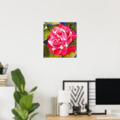 Roze waterverf bloemenschilderij van Camellia Poster (Thuiskantoor)