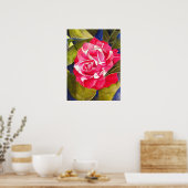Roze waterverf bloemenschilderij van Camellia Poster (Keuken)