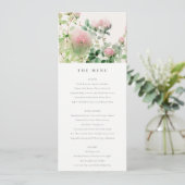 Roze Waterverf Bloementuin Bruiloft Menu Kaart (Staand voorkant)