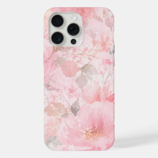 Roze Waterverf Bloemmotief iPhone 15 Pro Max Hoesje