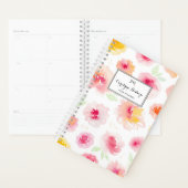 Roze Waterverf Bloempatroon gepersonaliseerd Planner (Display)