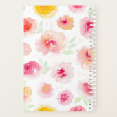 Roze Waterverf Bloempatroon gepersonaliseerd Planner (Achterkant)