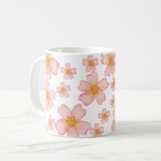 Roze waterverf bloempatroon koffiemok