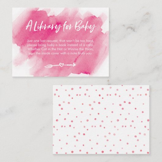 Roze waterverf Boek Aanvraag Baby shower Kaart (Voorkant / Achterkant)