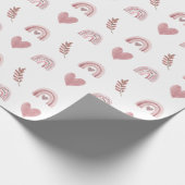 Roze Waterverf Boho Rainbow Wrapping Paper Cadeaupapier (Hoek)