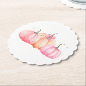 Roze Waterverf boog pompoenen voor Herfst Kartonnen Onderzetters (Gekanteld)