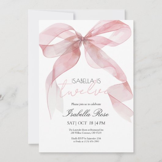 Roze Waterverf Boog Verjaardagsuitnodiging Bedankkaart (Voorkant)