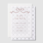 Roze Waterverf Bow Baby shower Vellum Uitnodigingen (Offset (Uitnodiging))