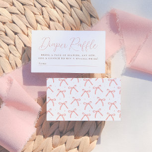 Roze Waterverf Bow Kalligrafie Meisje Baby shower Informatiekaartje