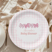Roze Waterverf Bow Meisje Baby shower Papieren Bordje