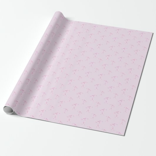 Roze Waterverf Bow Pattern Wrapping Paper Roll Cadeaupapier (Uitgerold)