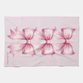 Roze Waterverf Bow Print Keuken Handdoek