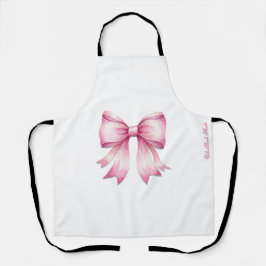 Roze Waterverf Bow Print Schort