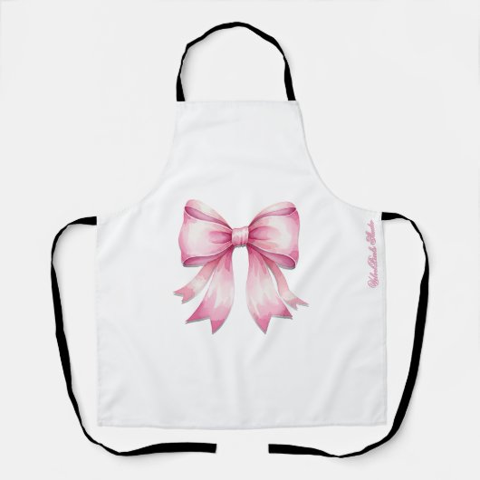 Roze Waterverf Bow Print Schort (Voorkant)