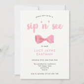  roze Waterverf Bow Sip en Zie Kaart (Voorkant)