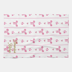 Roze Waterverf Bow Stripes Coquette Esthetisch Theedoek