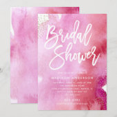 Roze Waterverf Bridal Shower Kaart (Voorkant / Achterkant)