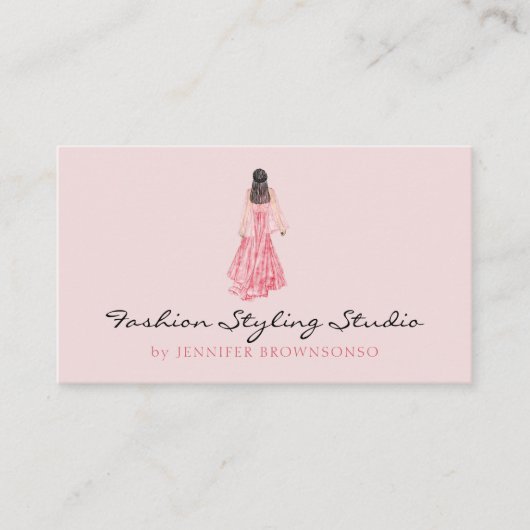 Roze Waterverf Bride Dress Wedding Planner Visitekaartje (Voorkant)