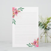 Roze Waterverf Briefpapier (Staand voorkant)