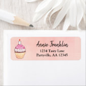 Roze Waterverf Broodcake Adres Etiket (Insitu)