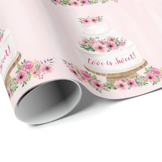 Roze Waterverf bruiloft Cadeaupapier (Rol Hoek)