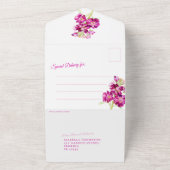 Roze waterverf bruiloft QR-code RSVP All In One Uitnodiging (Buitenkant)