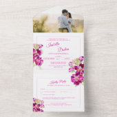 Roze waterverf bruiloft RSVP All In One Uitnodiging (Binnen)