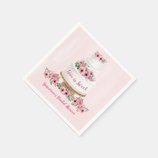 Roze Waterverf bruiloft Servet (Hoek)