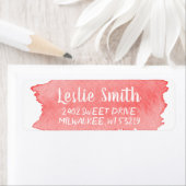 Roze Waterverf Brush Stroke Modern Script Etiket (Insitu)