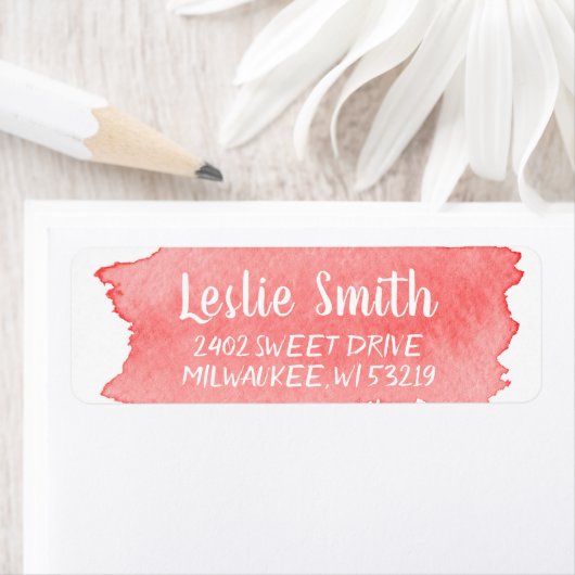 Roze Waterverf Brush Stroke Modern Script Etiket (Insitu)